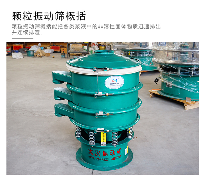 顆粒式振動篩是針對顆粒狀物料進行研發的，由于顆粒的形狀有很多的不同所以，廠家在清網裝置方面進行提升效率。